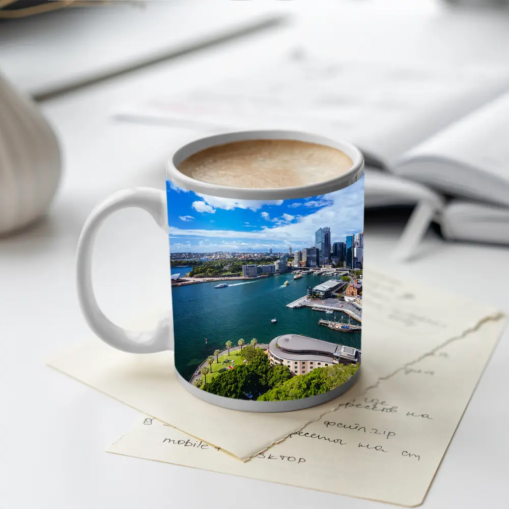 Sydney Opera House Harbour Skyline Aerial View – Mugs