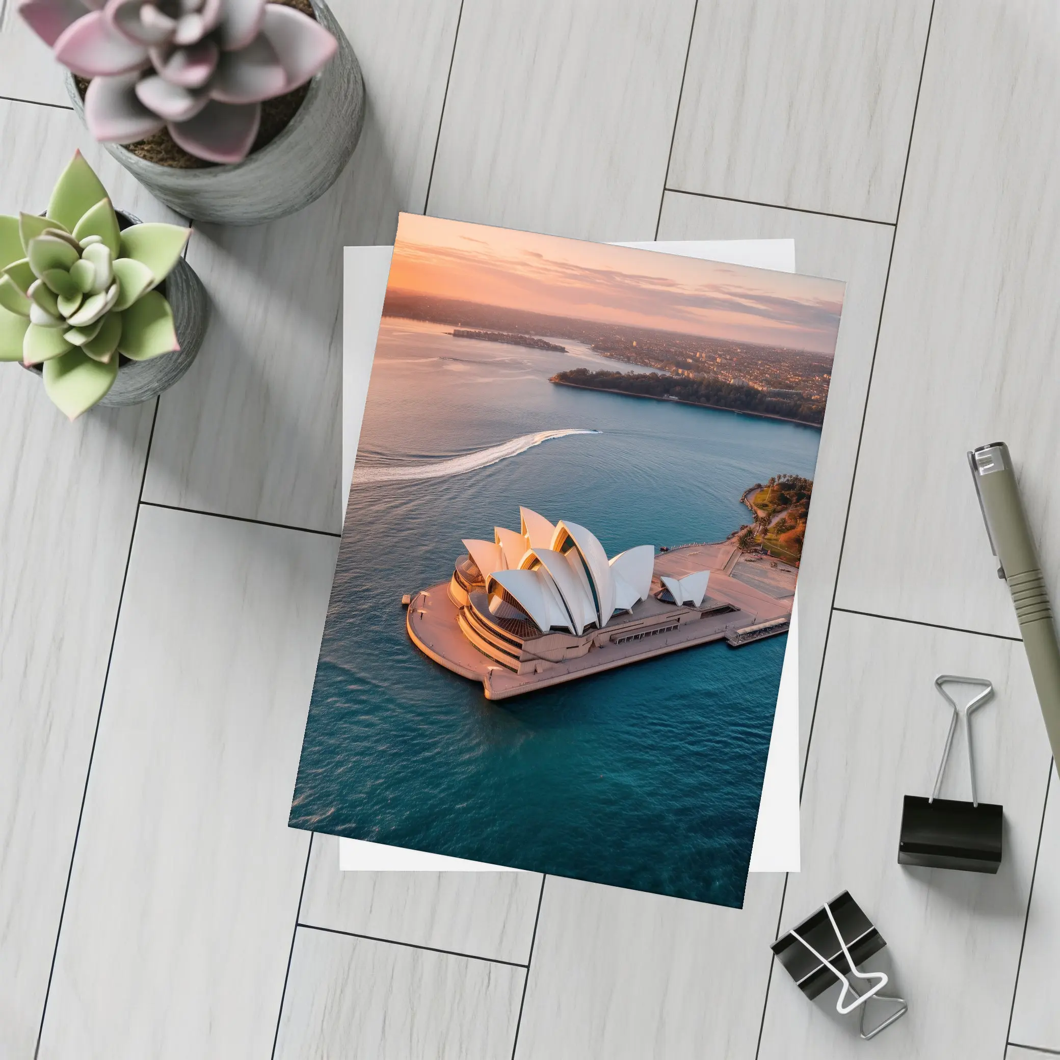 Sydney Opera House Aerial Sunset Harbor View – Postcards