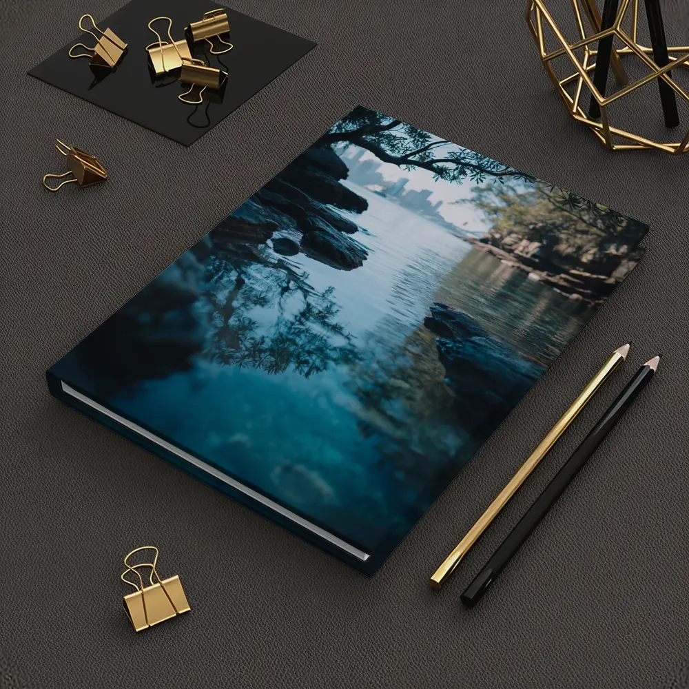 Rocky Shore City Skyline Reflection Water – Notebooks