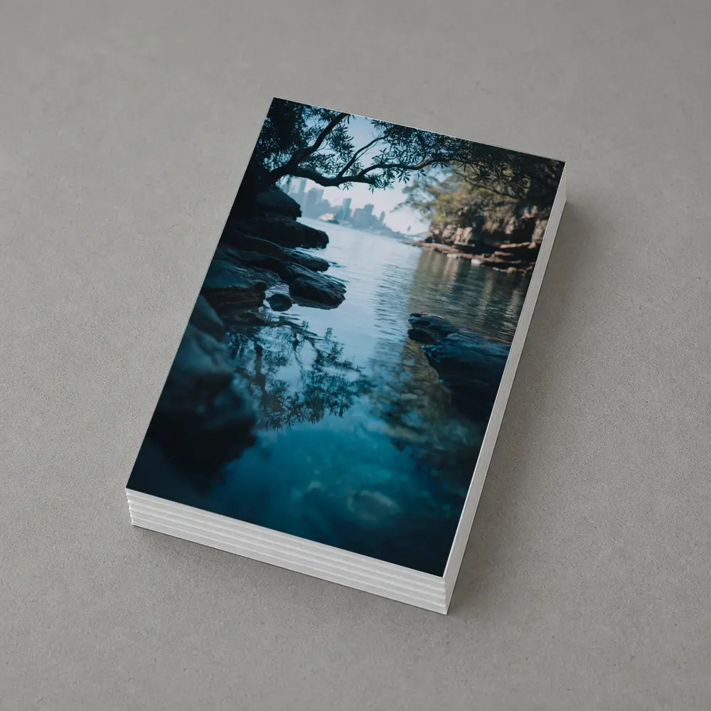 Rocky Shore City Skyline Reflection Water – Postcards