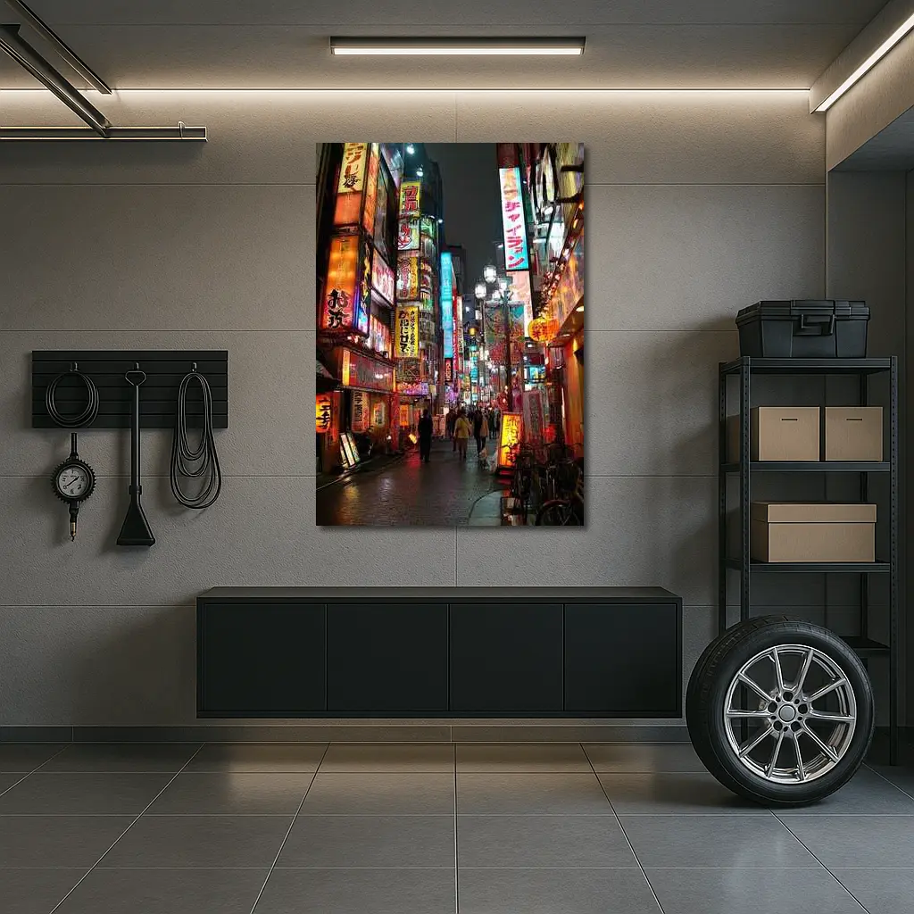 Tokyo Neon Lights Night Street Scene – Wall Art