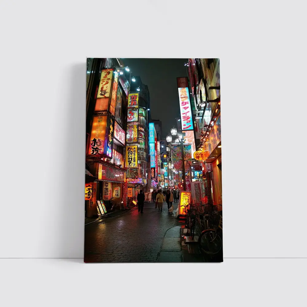 Tokyo Neon Lights Night Street Scene – Wall Art
