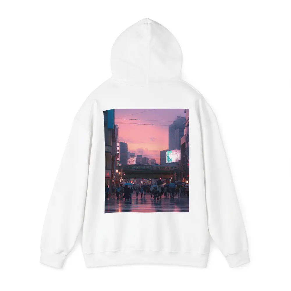 Tokyo Rainy Crosswalk Pink Dusk Sky – Hoodies