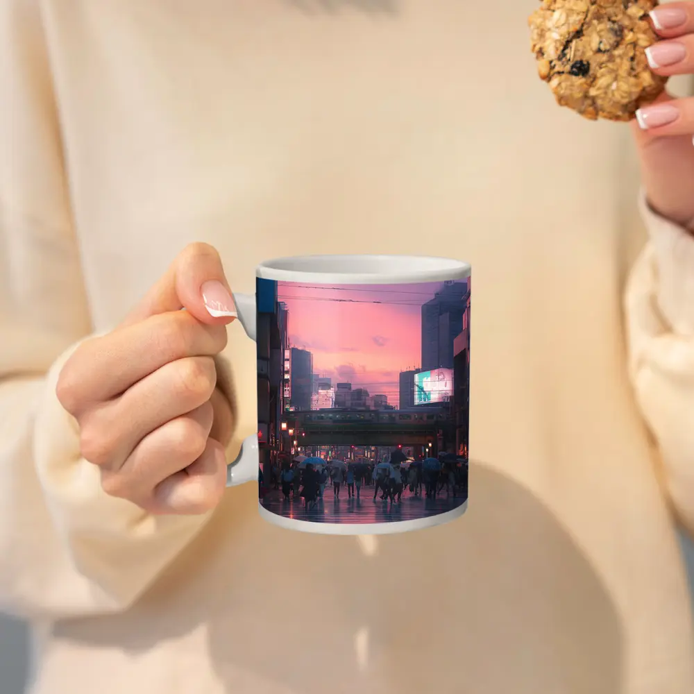 Tokyo Rainy Crosswalk Pink Dusk Sky – Mugs