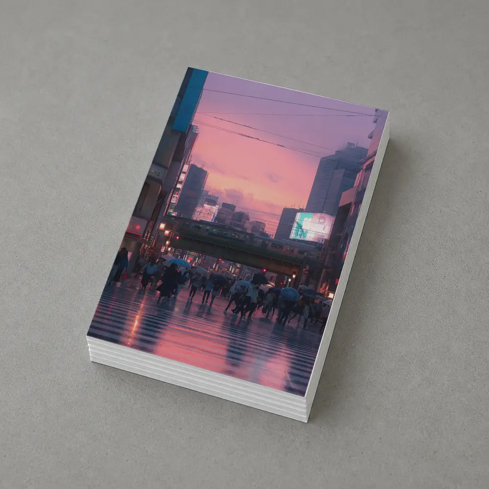 Tokyo Rainy Crosswalk Pink Dusk Sky – Postcards