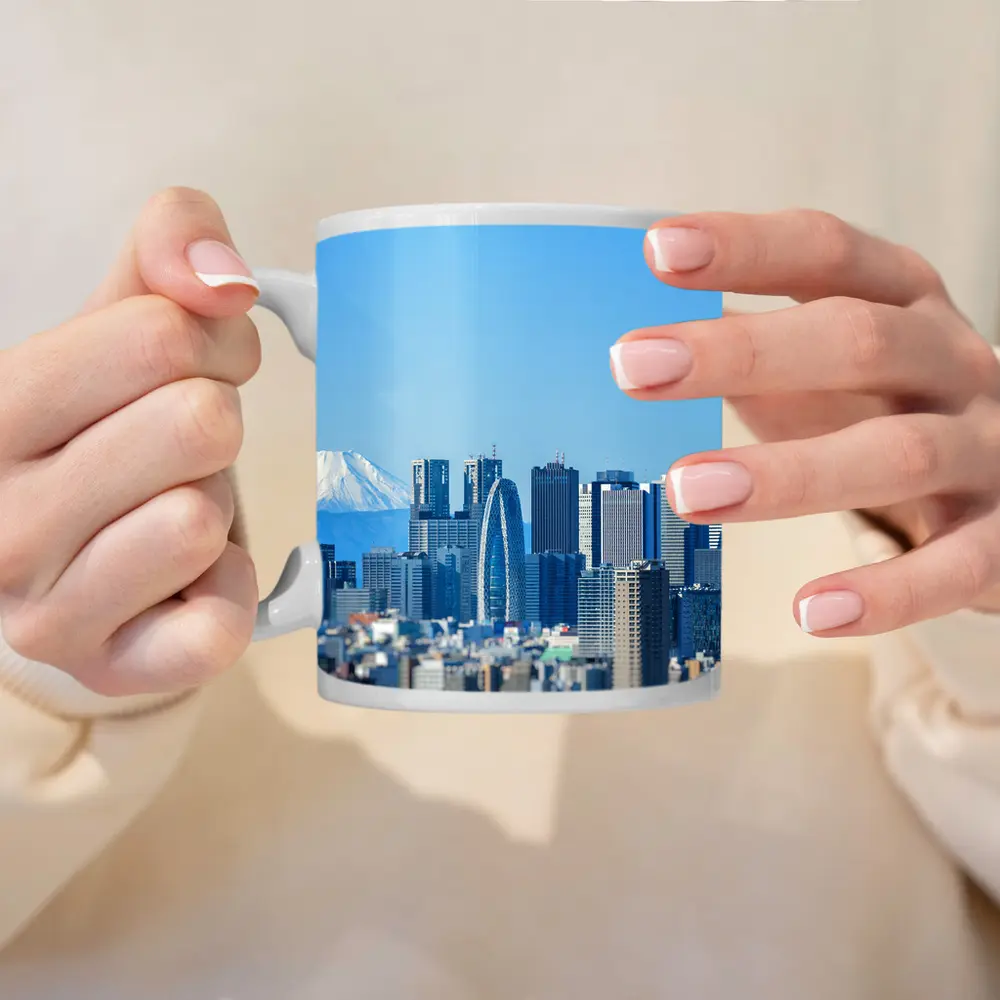 Tokyo Skyline Mount Fuji Blue Sky – Mugs