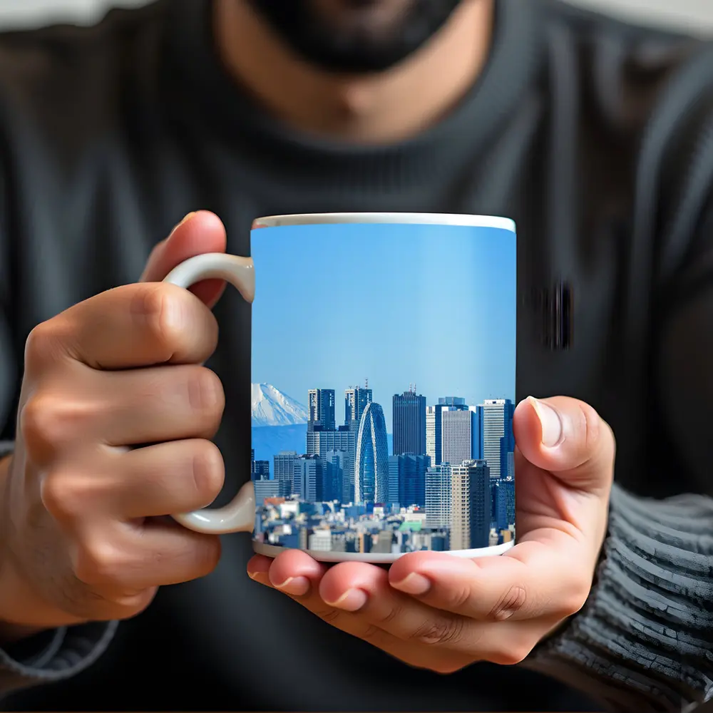 Tokyo Skyline Mount Fuji Blue Sky – Mugs
