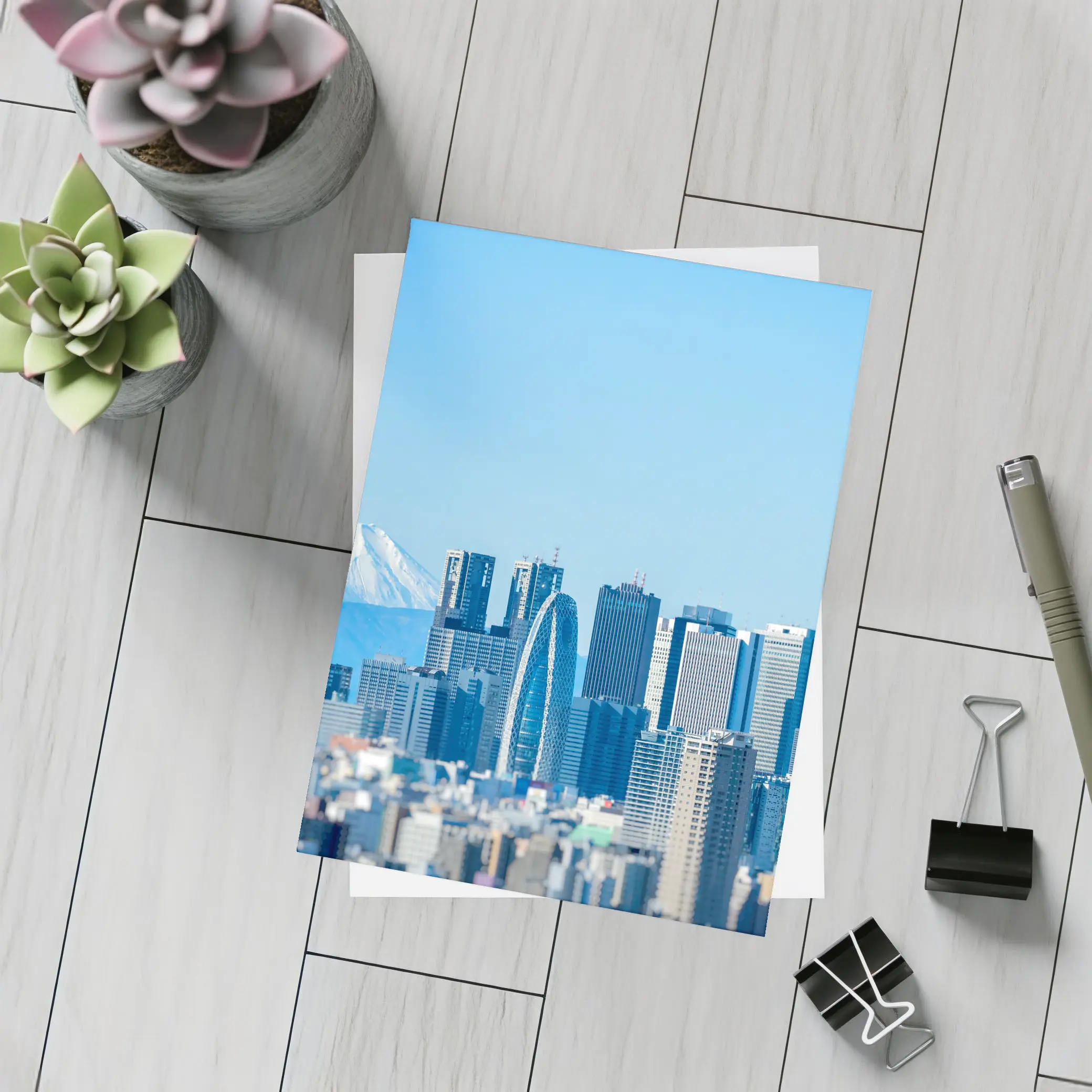 Tokyo Skyline Mount Fuji Blue Sky – Postcards