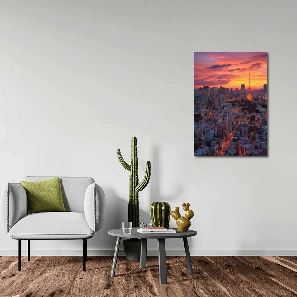 Tokyo Tower Skyline at Fiery Sunset – Wall Art