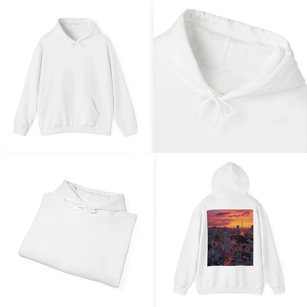 Tokyo Tower Skyline at Fiery Sunset – Hoodies
