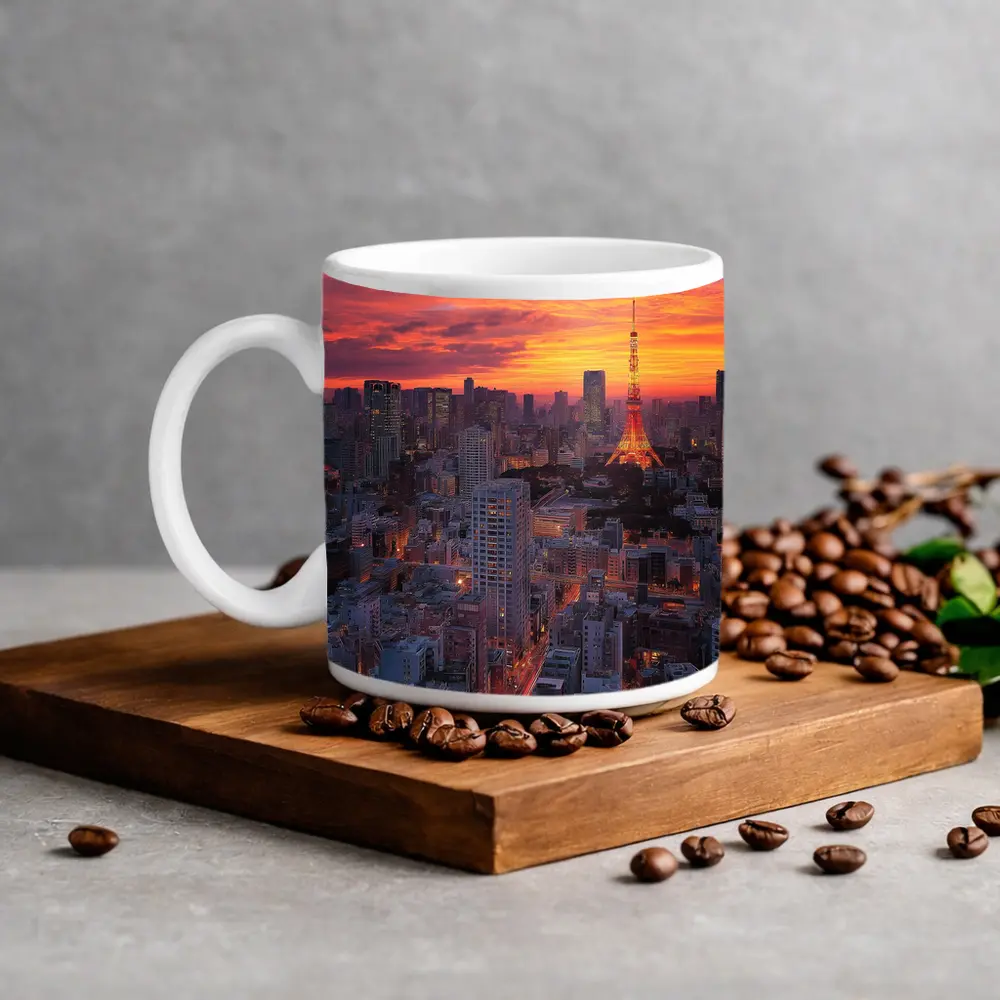 Tokyo Tower Skyline at Fiery Sunset – Mugs