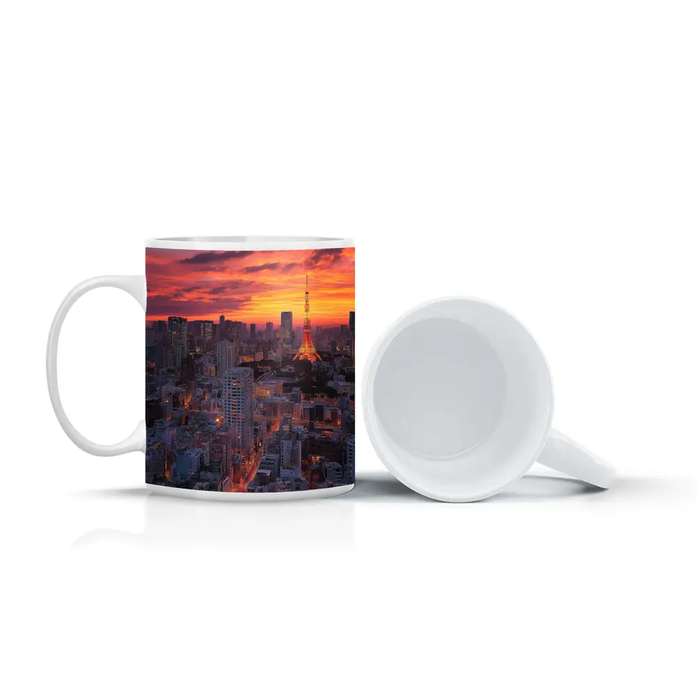 Tokyo Tower Skyline at Fiery Sunset – Mugs