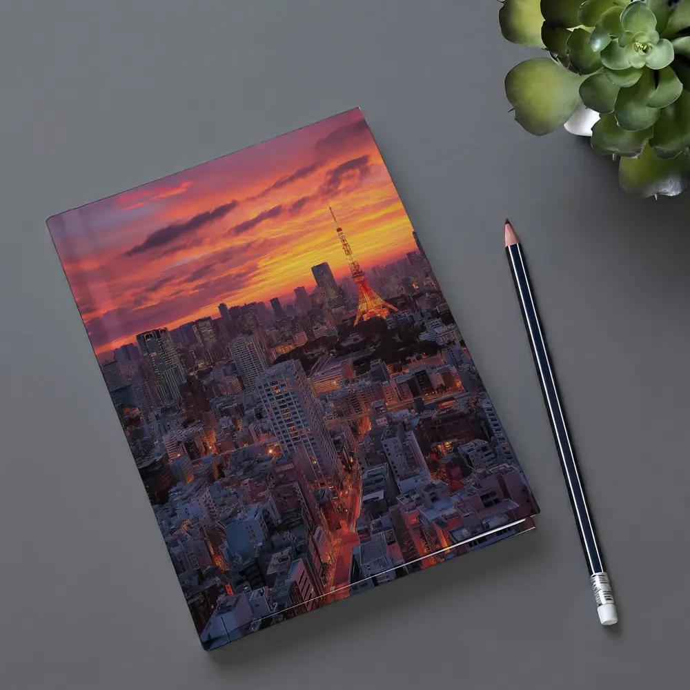 Tokyo Tower Skyline at Fiery Sunset – Notebooks