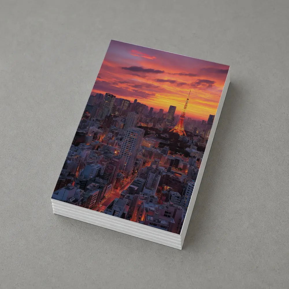 Tokyo Tower Skyline at Fiery Sunset – Postcards