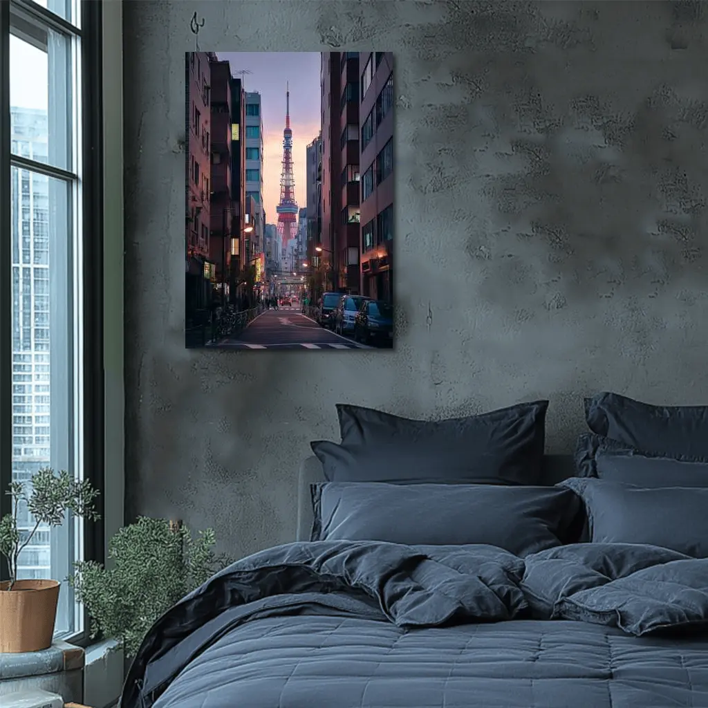 Tokyo Tower At Dusk City Street – Wall Art