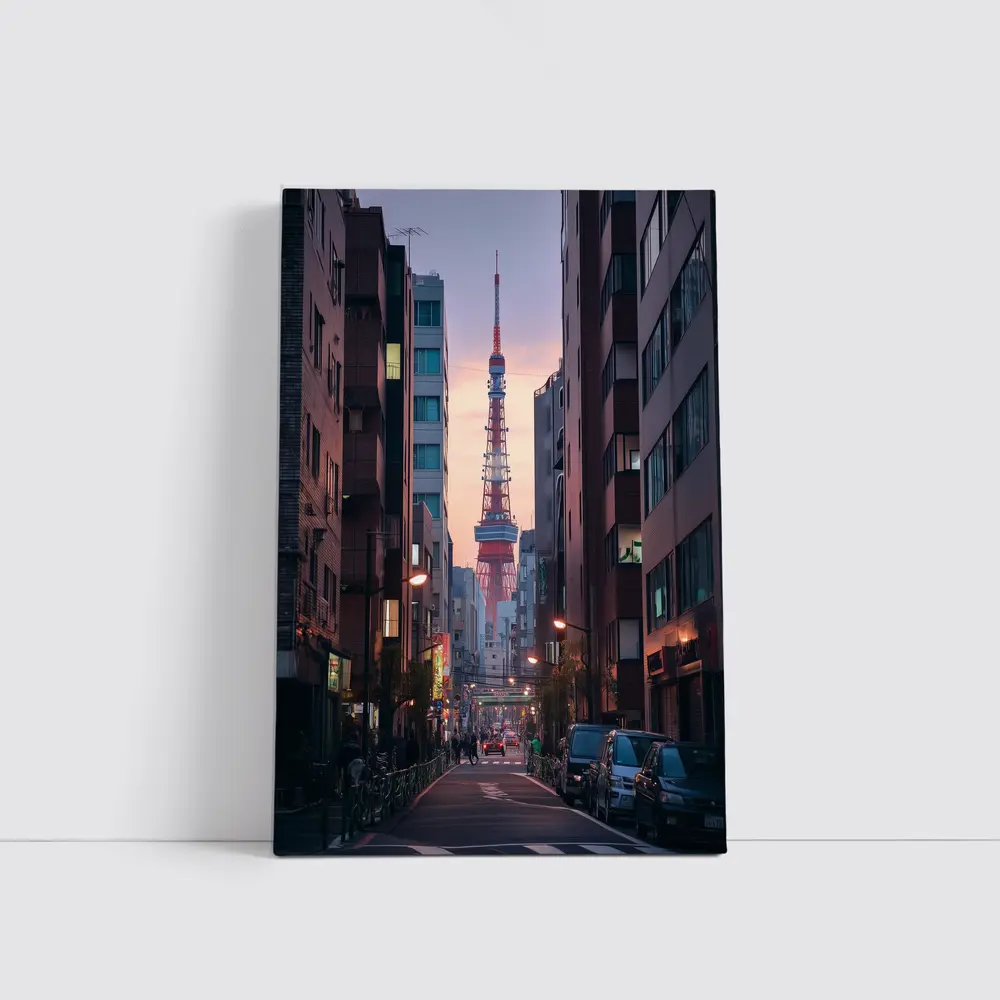 Tokyo Tower At Dusk City Street – Wall Art
