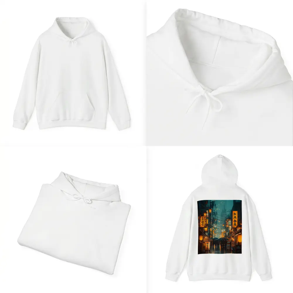 Rainy Tokyo Street Glowing Lanterns Night – Hoodies