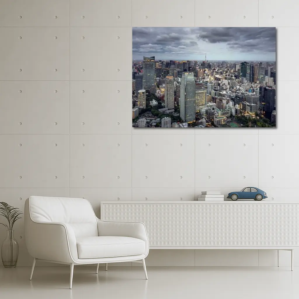 Tokyo Skyline Aerial View Cloudy Dusk – Wall Art