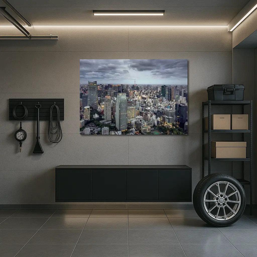 Tokyo Skyline Aerial View Cloudy Dusk – Wall Art