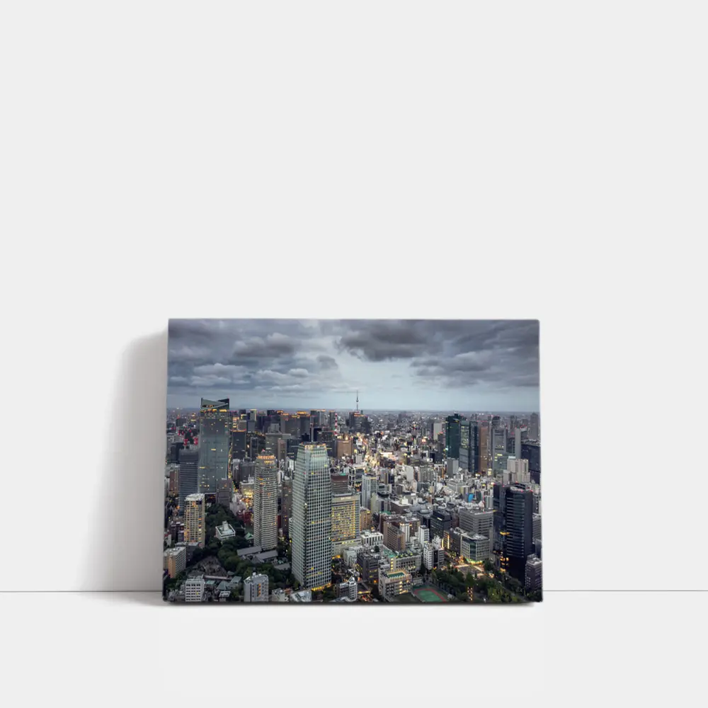 Tokyo Skyline Aerial View Cloudy Dusk – Wall Art