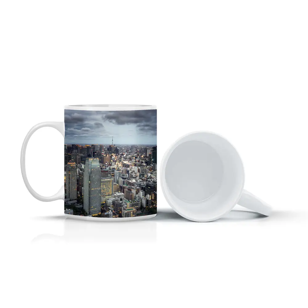 Tokyo Skyline Aerial View Cloudy Dusk – Mugs