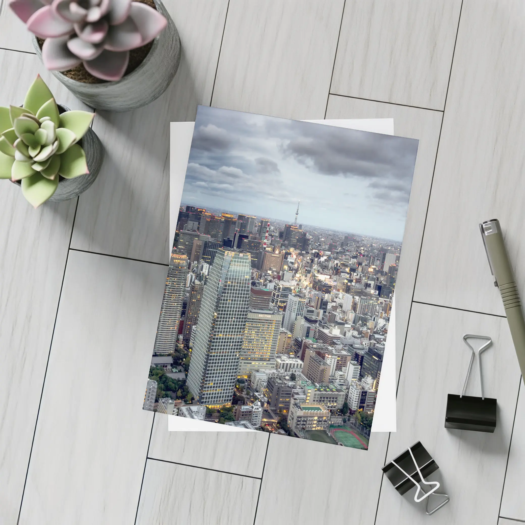 Tokyo Skyline Aerial View Cloudy Dusk – Postcards