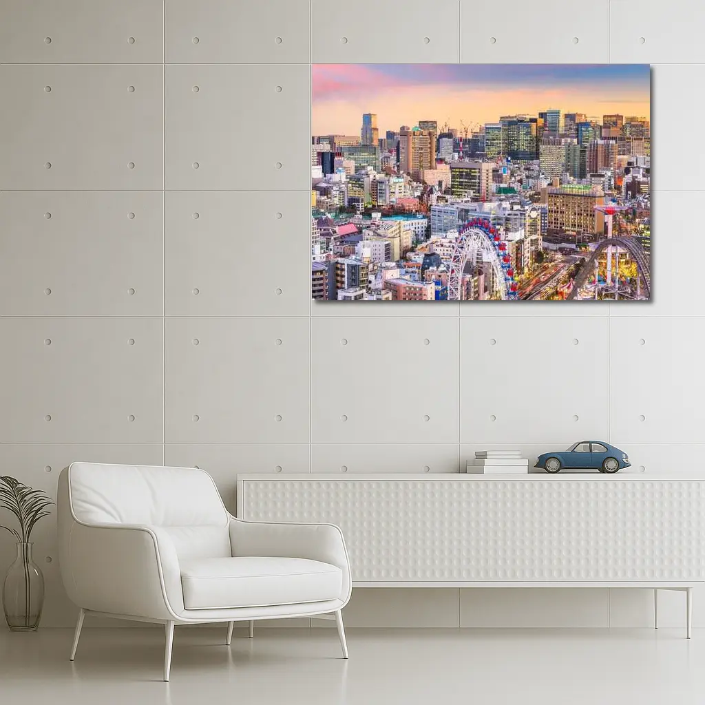 Osaka City Skyline at Dusk Ferris Wheel – Wall Art