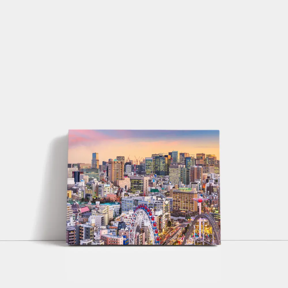 Osaka City Skyline at Dusk Ferris Wheel – Wall Art