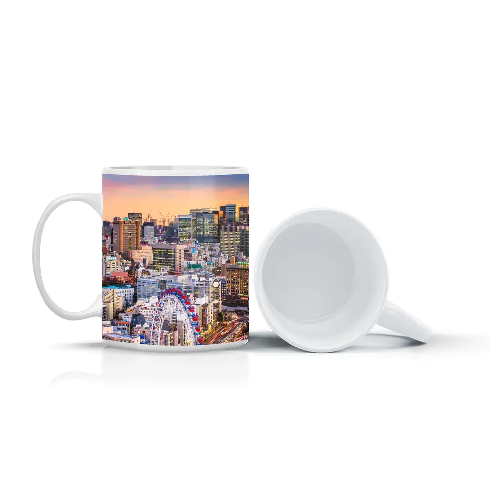 Osaka City Skyline at Dusk Ferris Wheel – Mugs