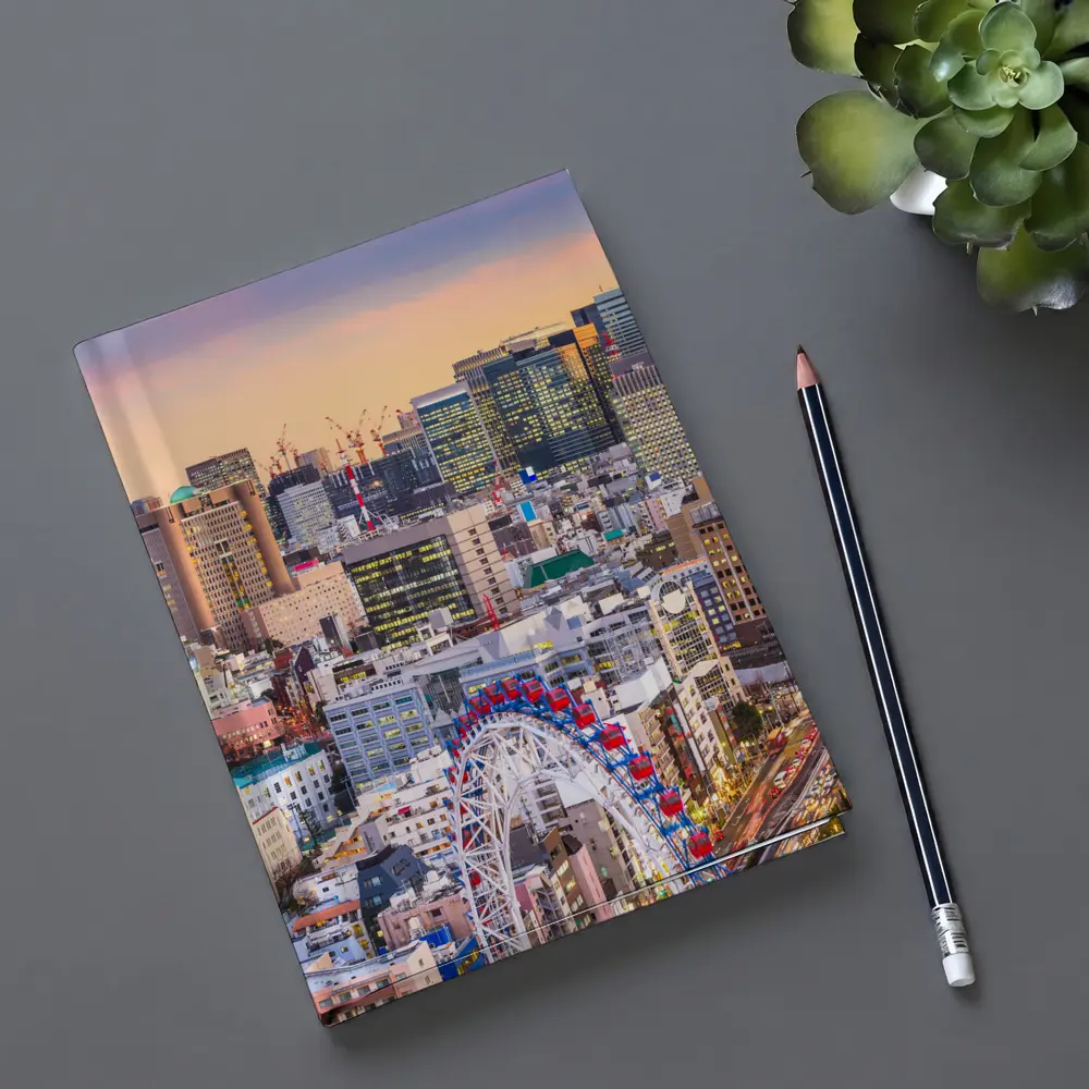 Osaka City Skyline at Dusk Ferris Wheel – Notebooks