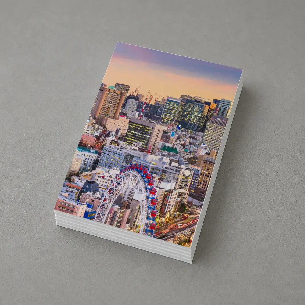 Osaka City Skyline at Dusk Ferris Wheel – Postcards