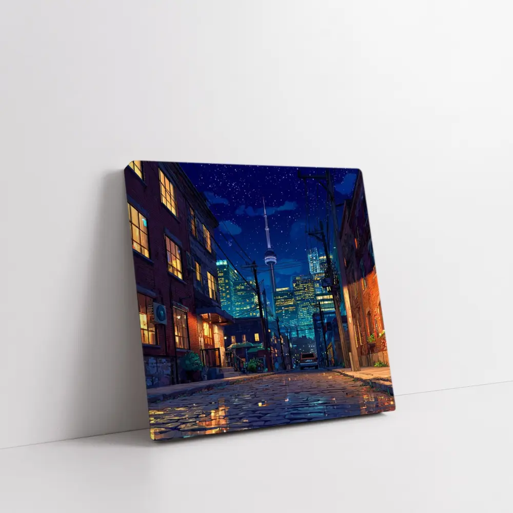 Toronto CN Tower Anime Night Street Scene – Wall Art