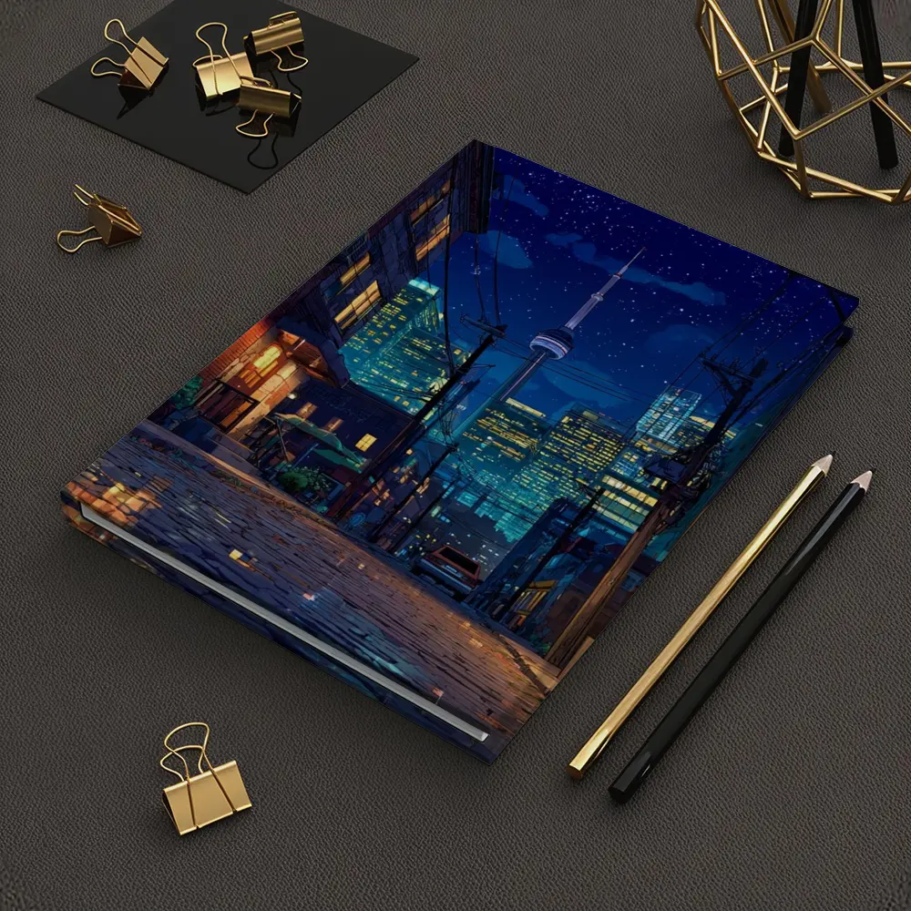 Toronto CN Tower Anime Night Street Scene – Notebooks