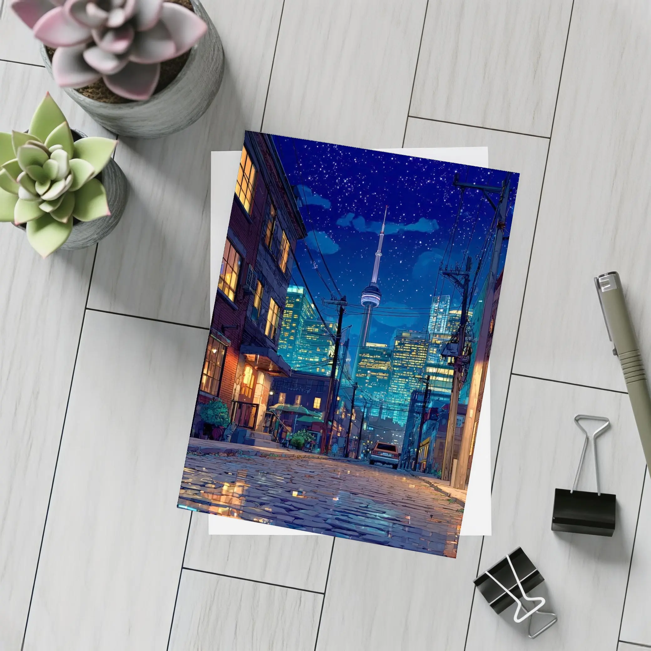 Toronto CN Tower Anime Night Street Scene – Postcards