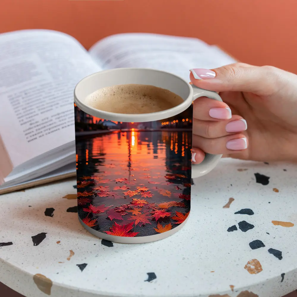 Toronto CN Tower Autumn Leaves Sunset Reflection – Mugs