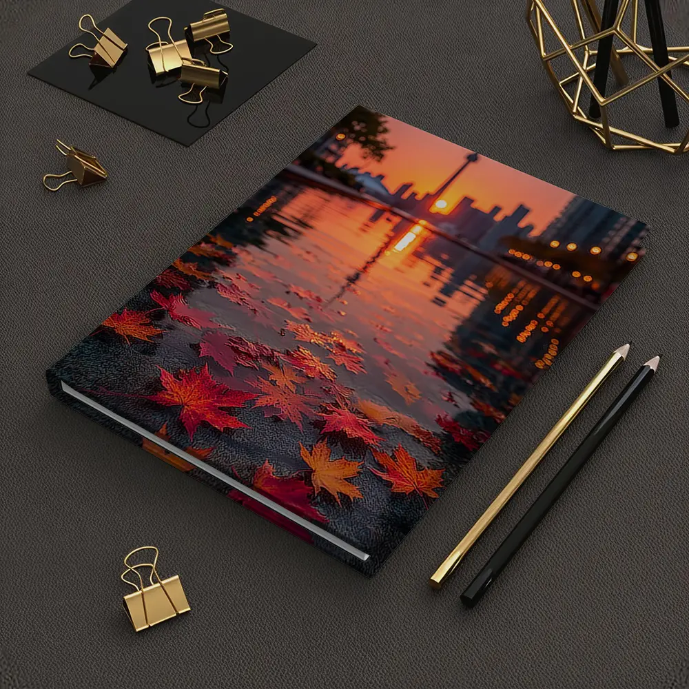 Toronto CN Tower Autumn Leaves Sunset Reflection – Notebooks