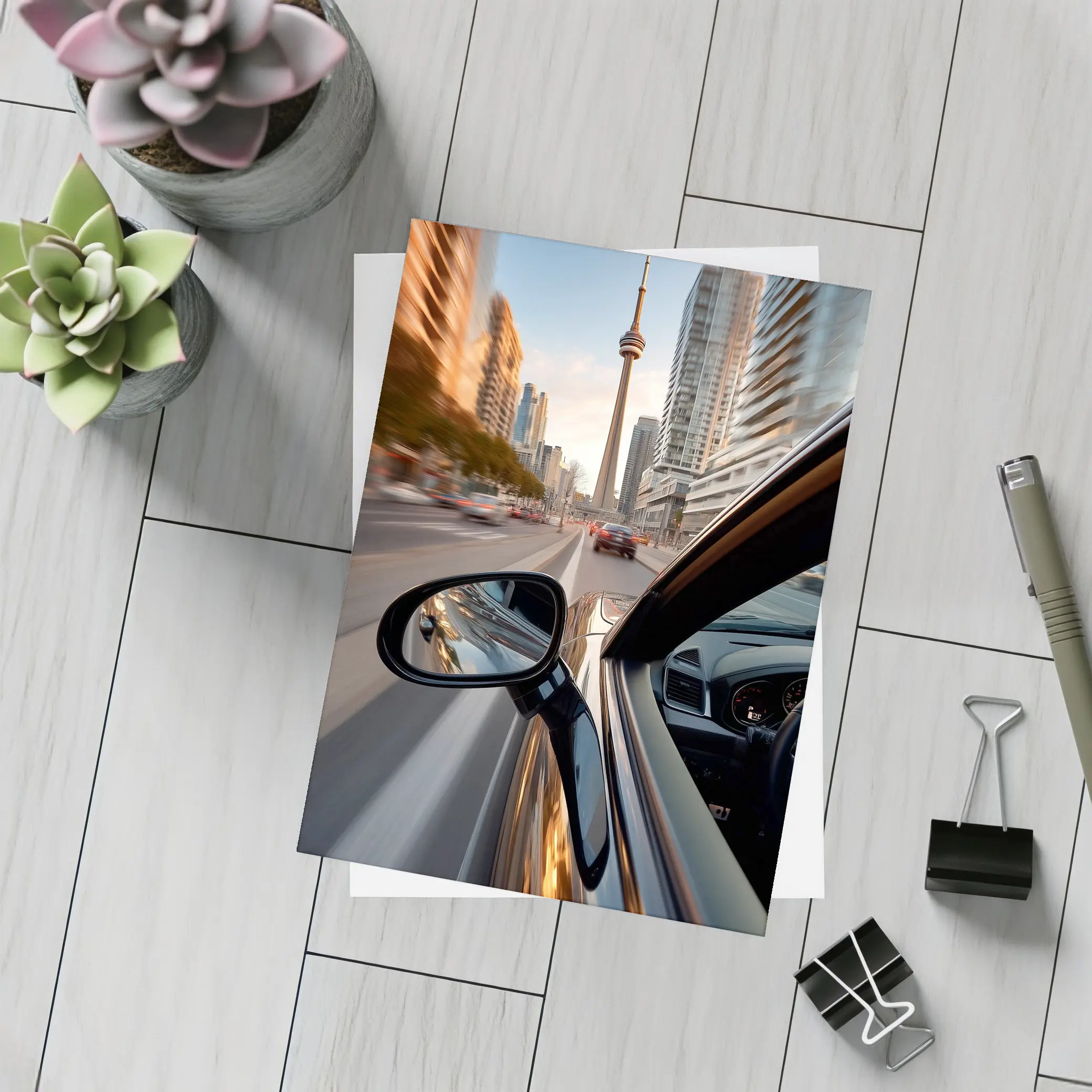 Car Side Mirror CN Tower Toronto Drive – Postcards