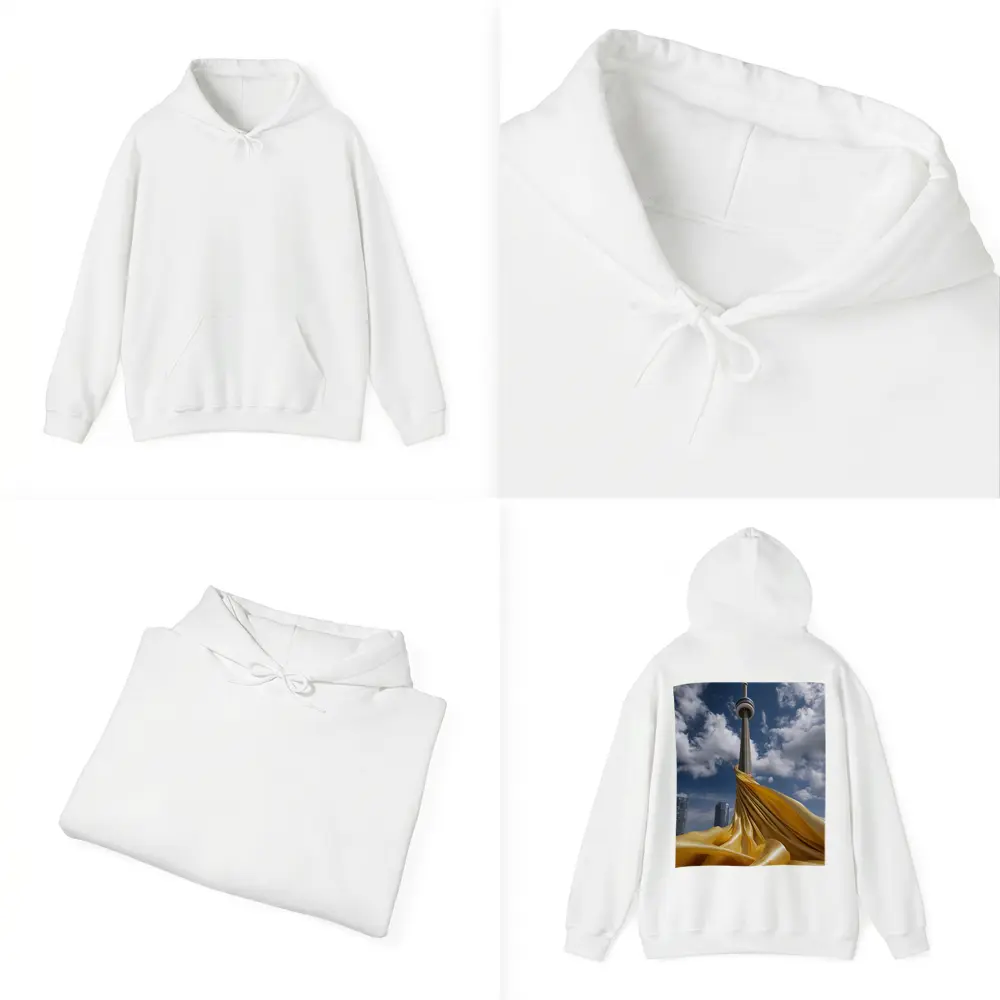 CN Tower Gold Silk Fabric Toronto Sky – Hoodies