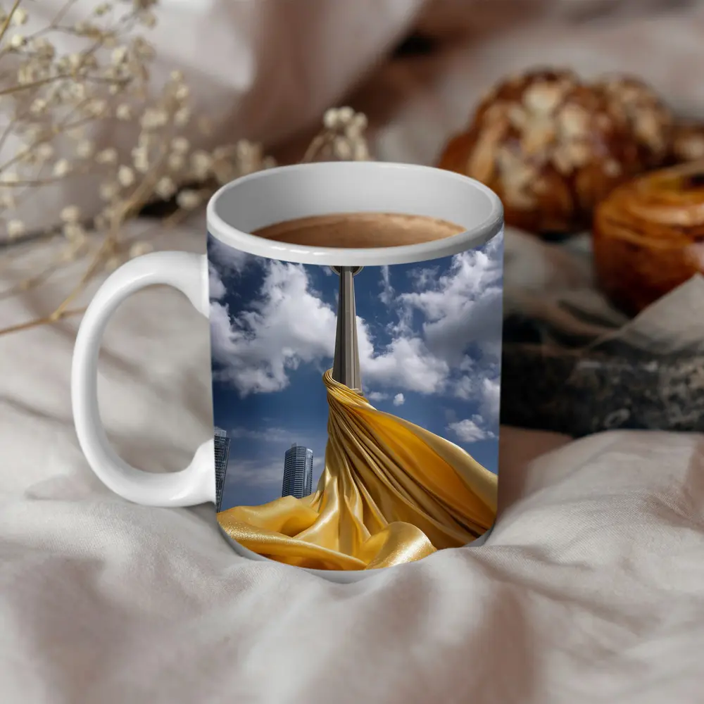 CN Tower Gold Silk Fabric Toronto Sky – Mugs