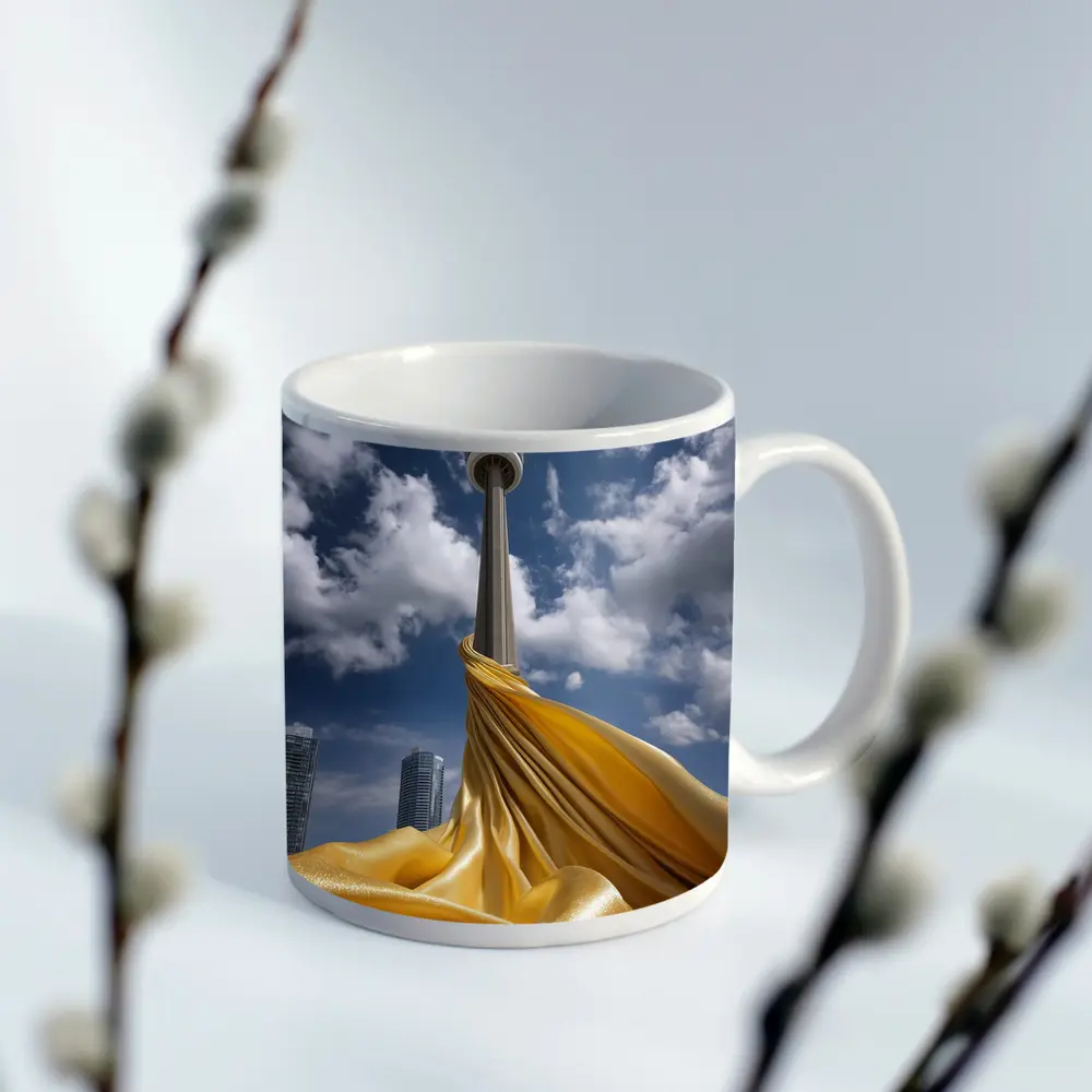 CN Tower Gold Silk Fabric Toronto Sky – Mugs
