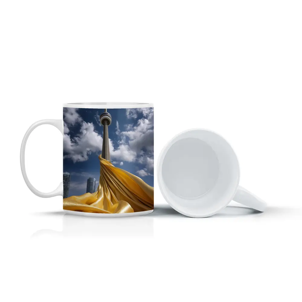 CN Tower Gold Silk Fabric Toronto Sky – Mugs