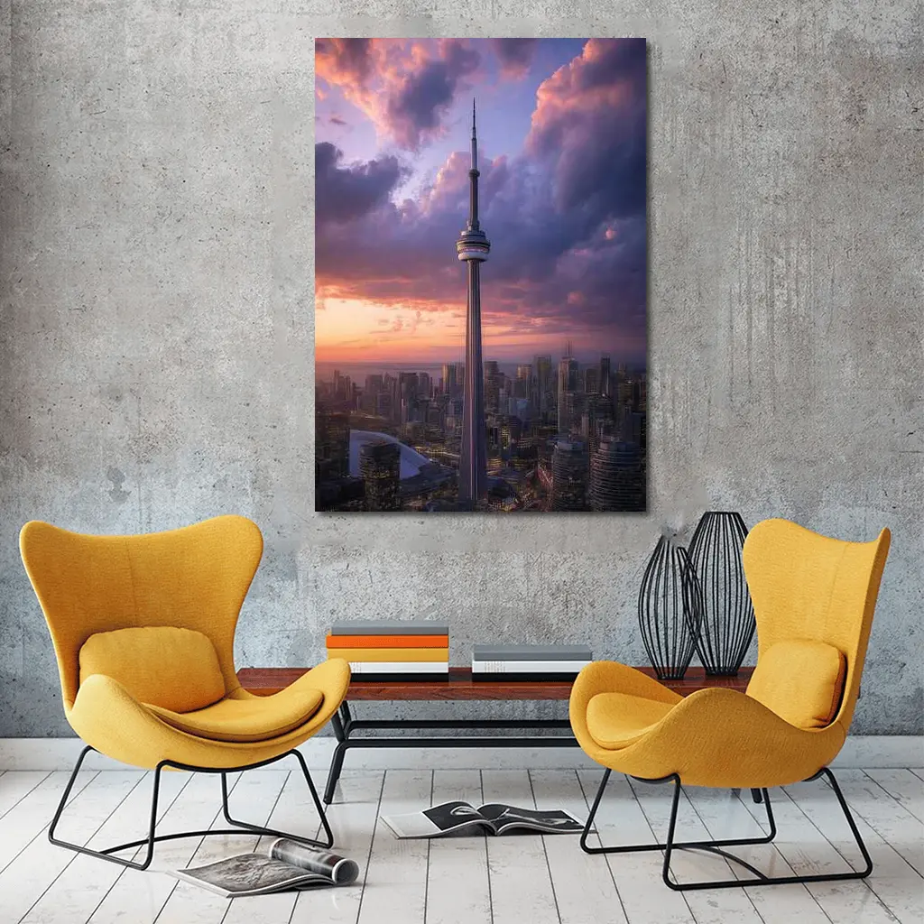 CN Tower Toronto Skyline Dramatic Sunset Sky – Wall Art
