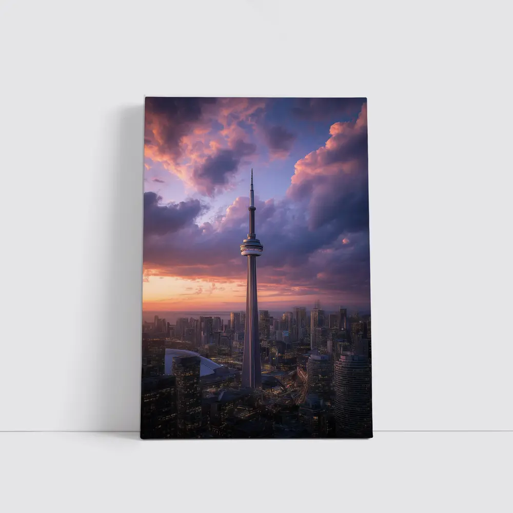 CN Tower Toronto Skyline Dramatic Sunset Sky – Wall Art
