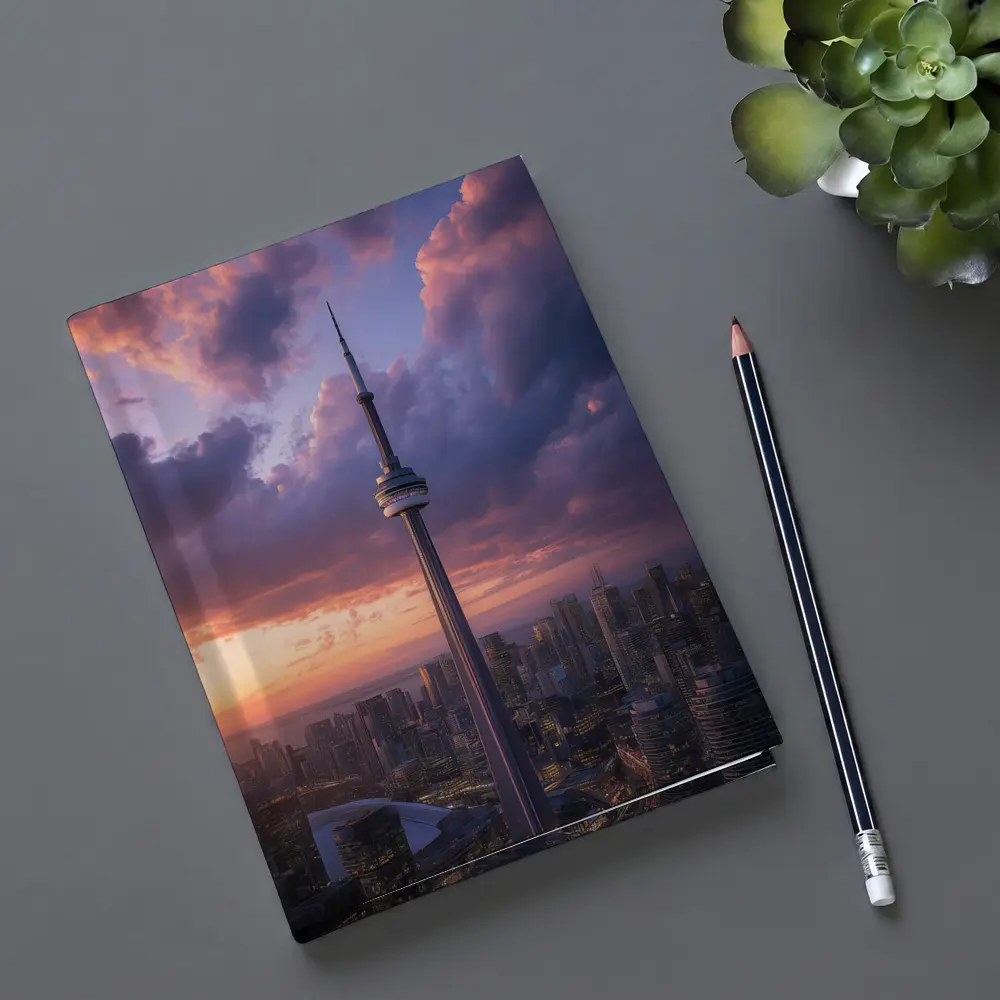 CN Tower Toronto Skyline Dramatic Sunset Sky – Notebooks