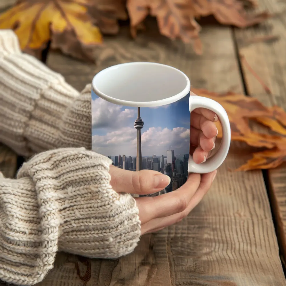 CN Tower Toronto Skyline Cloudy Day – Mugs