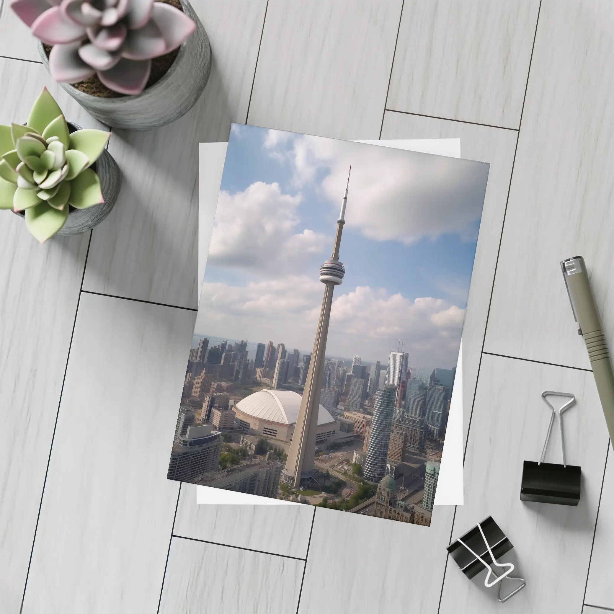 CN Tower Toronto Skyline Cloudy Day – Postcards