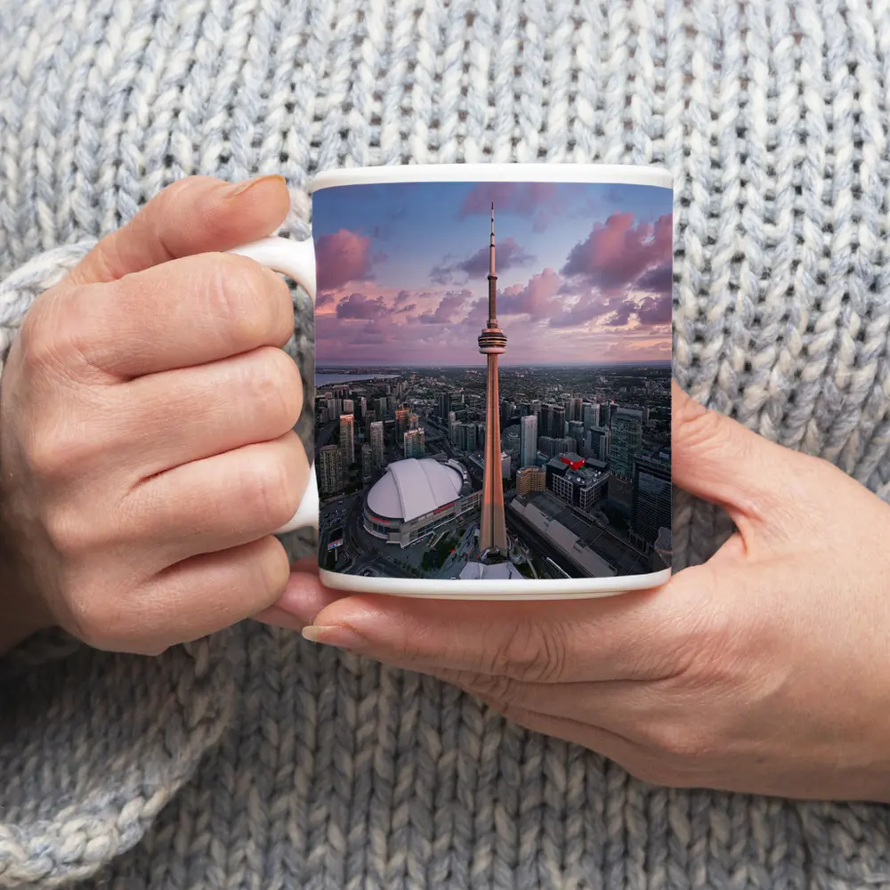 CN Tower Toronto Skyline Aerial Sunset View – Mugs