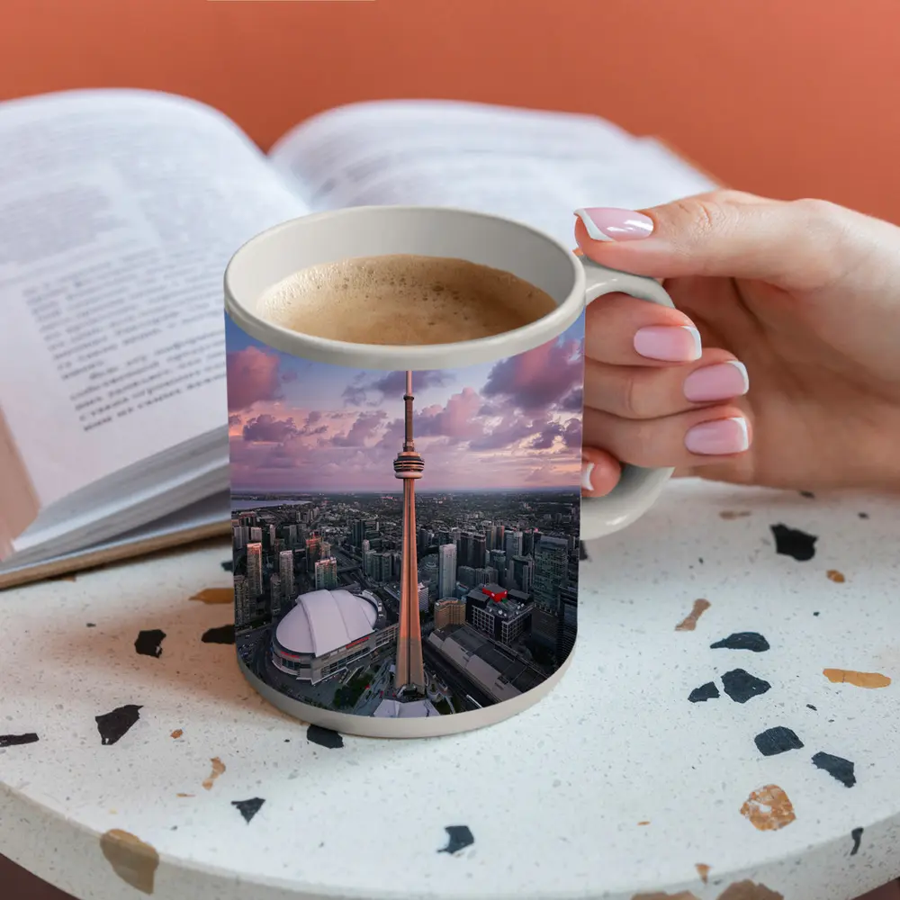 CN Tower Toronto Skyline Aerial Sunset View – Mugs