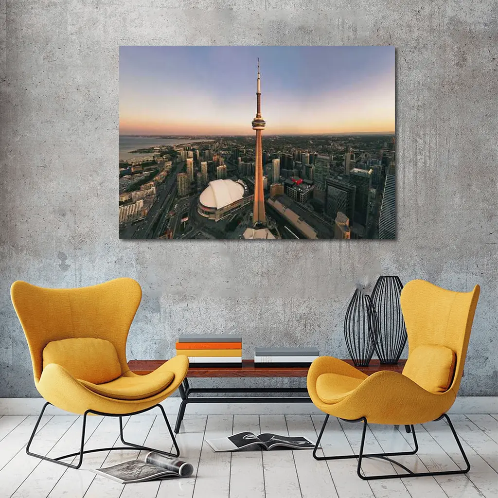 CN Tower Toronto Skyline Sunset Aerial View – Wall Art