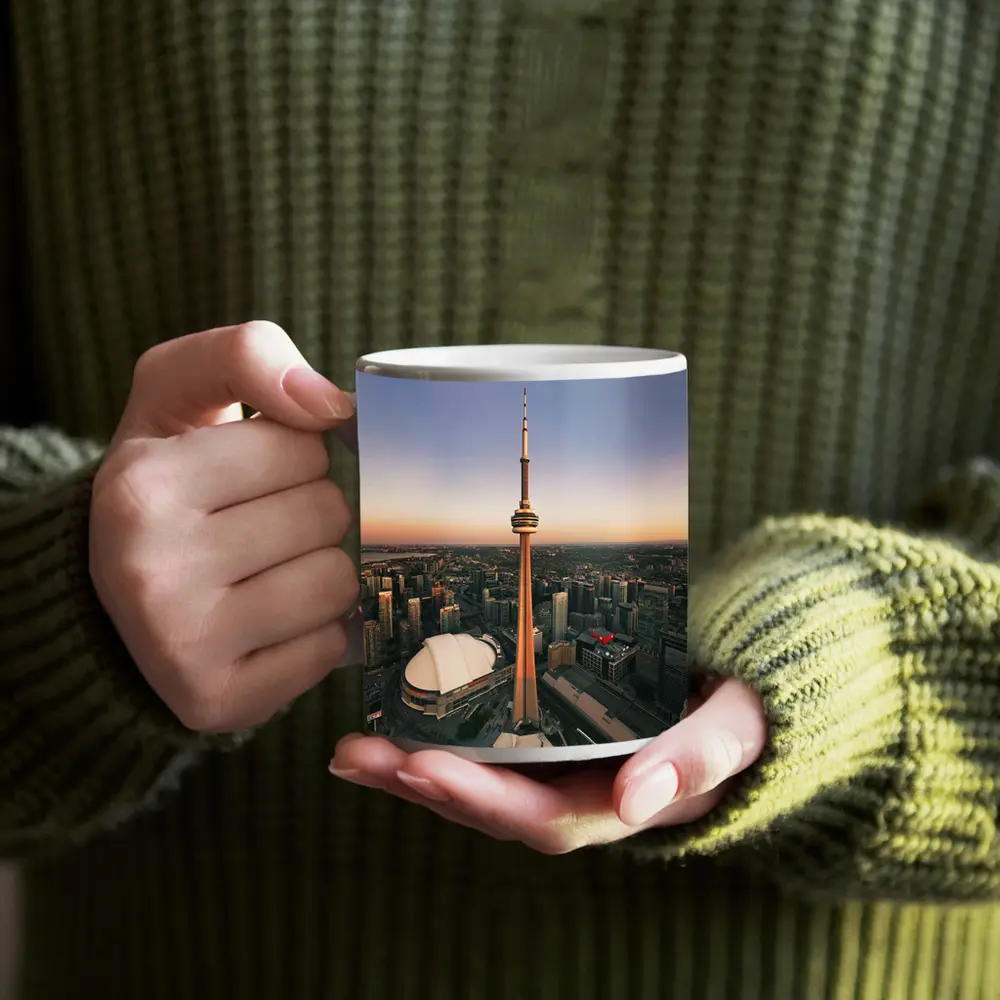 CN Tower Toronto Skyline Sunset Aerial View – Mugs